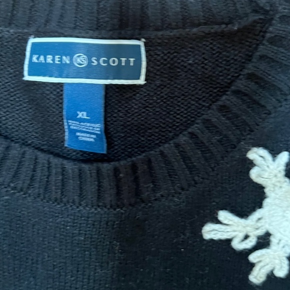 Ugly Christmas Sweater  Karen Scott XL Black Snowmen Snowflakeslong sleeve cute - Picture 4 of 10